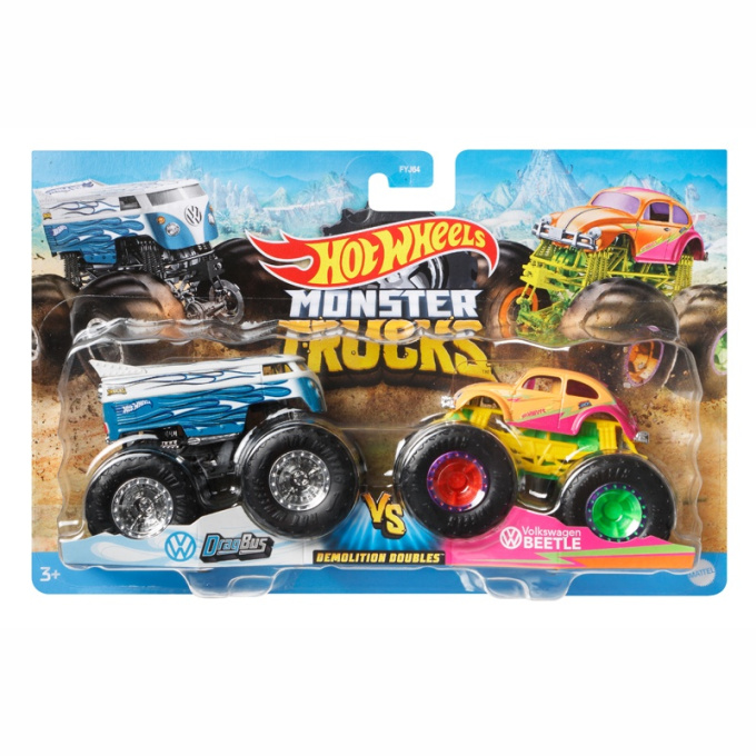 Hot Wheels Monster Trucks – Demoliční duo DragBus VS Volkswagen Beetle GTJ48