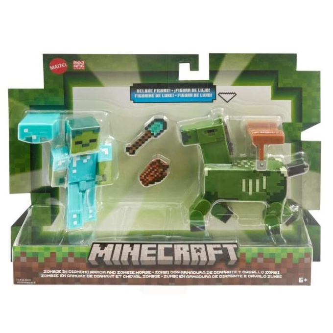 Minecraft - Figurka s doplňky Zombie In Diamond Armor And Zombie Horse