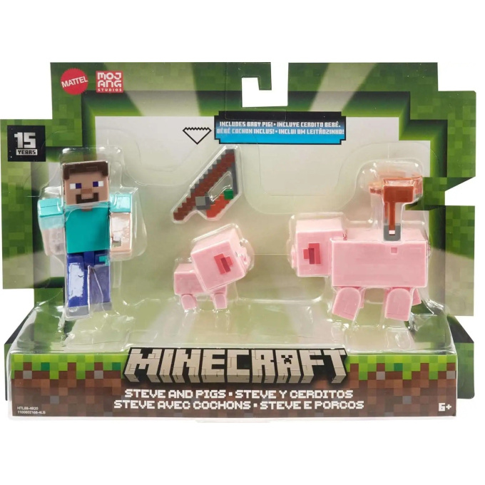 Minecraft - Figurka s doplňky Steve And Pigs