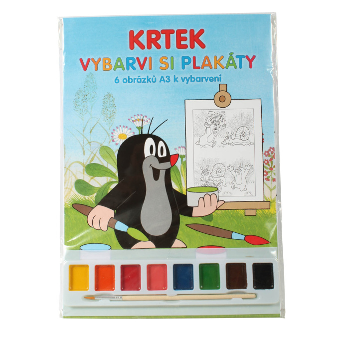 Krtek omalovánka s vodovými barvami
