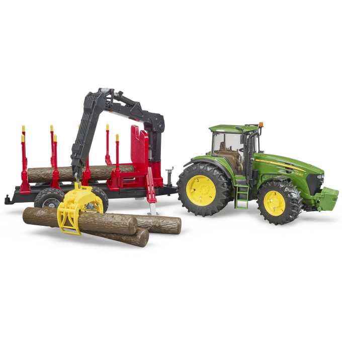 Bruder - Traktor John Deere s přívěsem na dřevo