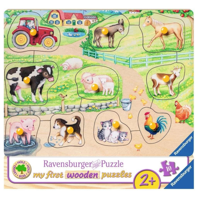 Dřevěné puzzle s úchytem - Farma