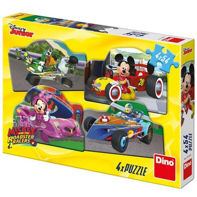Puzzle 4 x 54 Mickey a Minnie na závodech