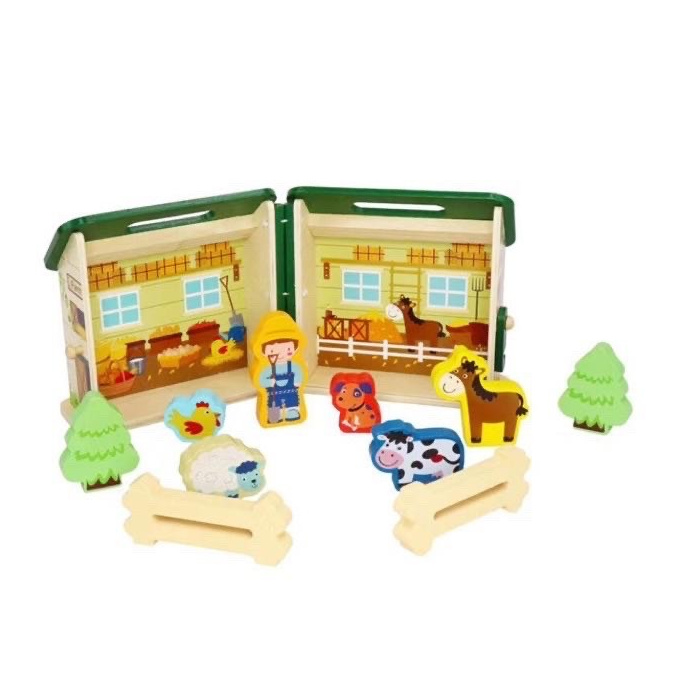 Little Town – Dřevěný kufřík Farma