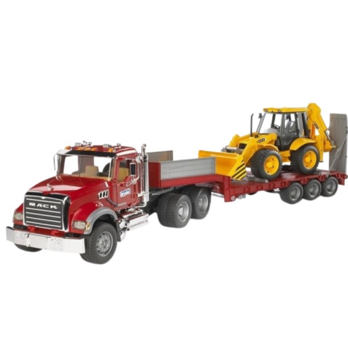 Bruder - Nákladní vůz Mack s prívěsom a bagrem Jcb