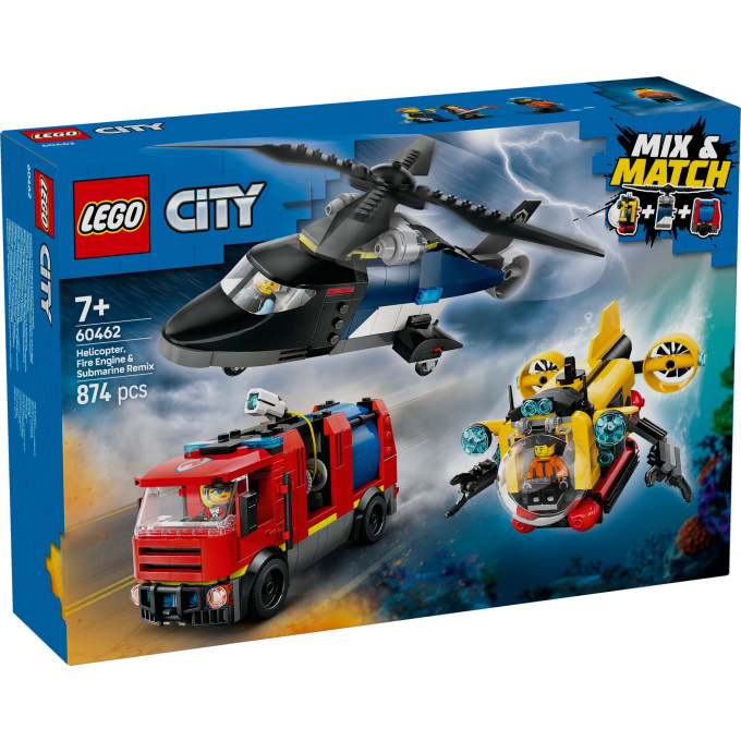 60462 Lego City – Remix: Helikoptéra, hasičský vůz a ponorka