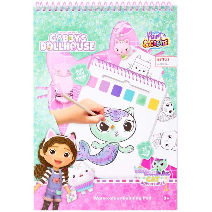 Gabby's Dollhouse – Omalovánka s akvarelovými barvami- včetně štětce