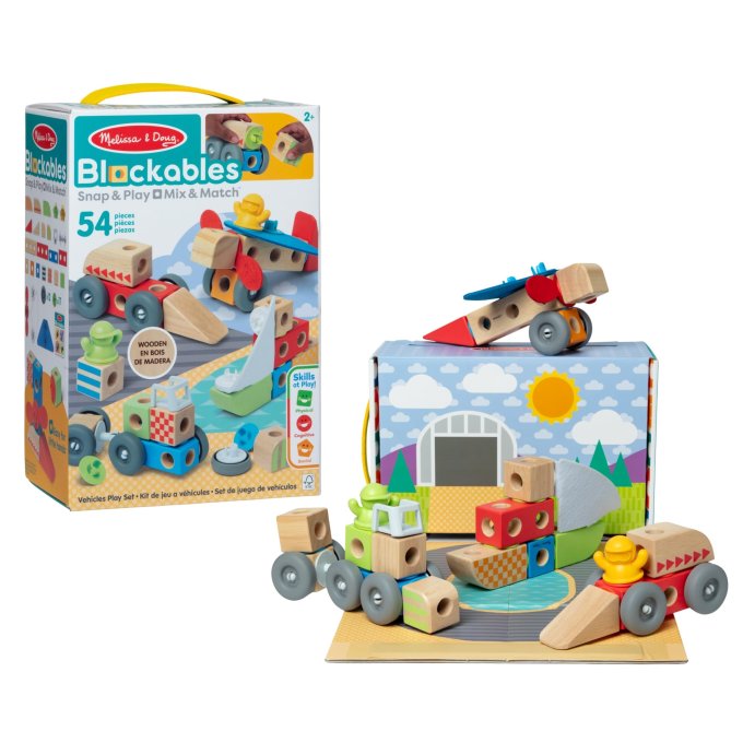 Melissa & Doug – Dřevěné kostky Vozidla