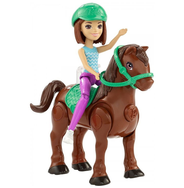 Barbie Go - Mini panenka s poníkem Zelená