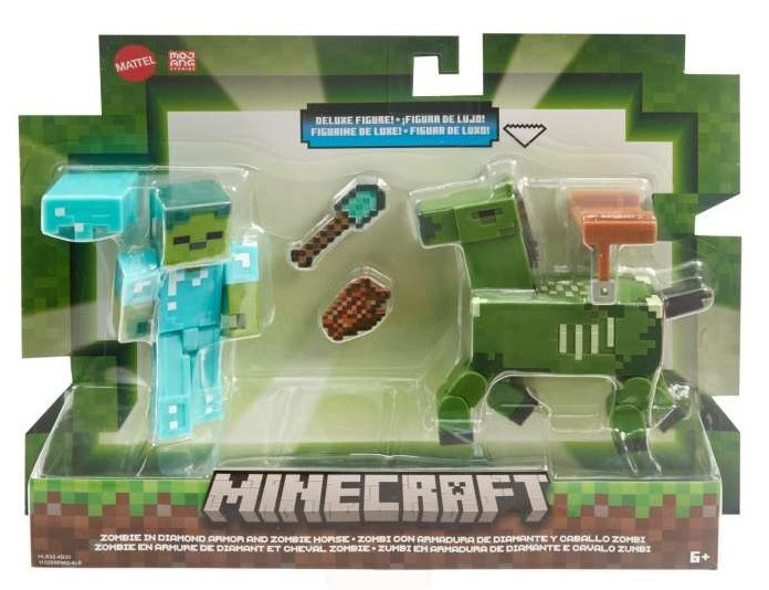Minecraft - Figurka s doplňky Zombie In Diamond Armor And Zombie Horse