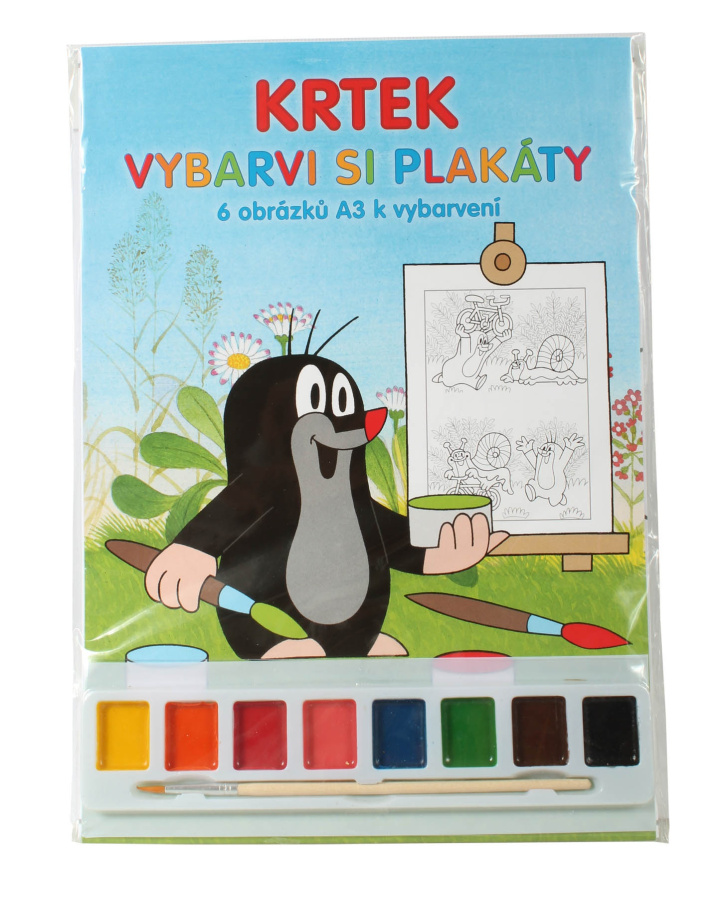 Krtek omalovánka s vodovými barvami