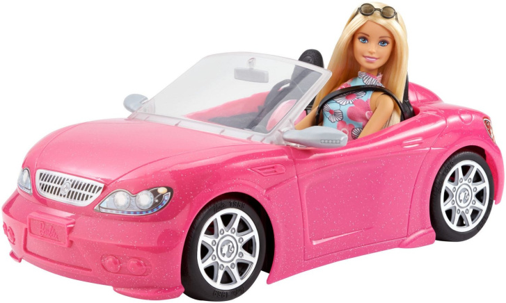 Panenka Barbie v kabrioletu