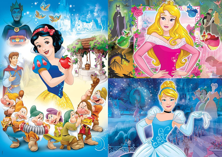 Puzzle 3x48 – Disney princezny