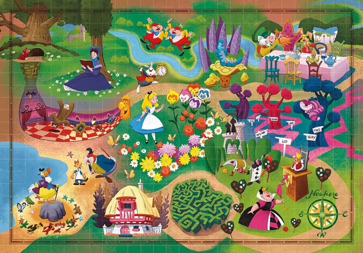 Puzzle 1000 - Alice v zemi zázraků mapa příběhu