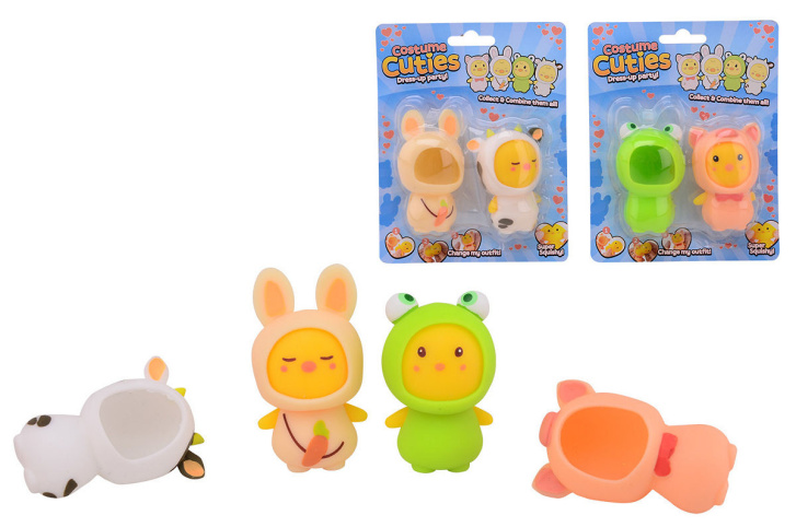 Zvířátko Squishy s 2 oblečeními