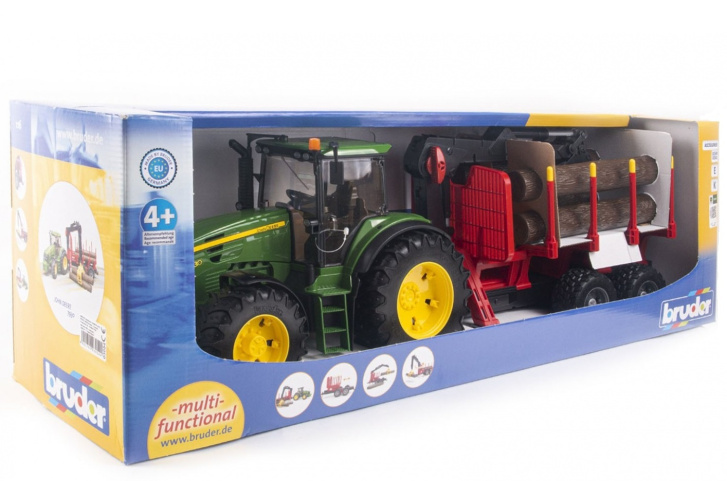 Bruder - Traktor John Deere s přívěsem na dřevo