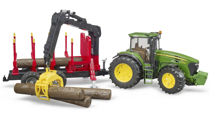 Bruder - Traktor John Deere s přívěsem na dřevo