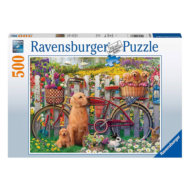 Puzzle 500 - Pejskové v zahradě