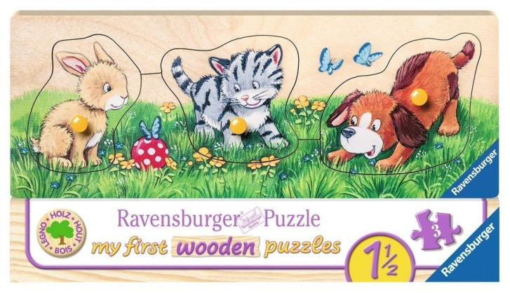 Dřevěné puzzle s úchytem - Zvířátka