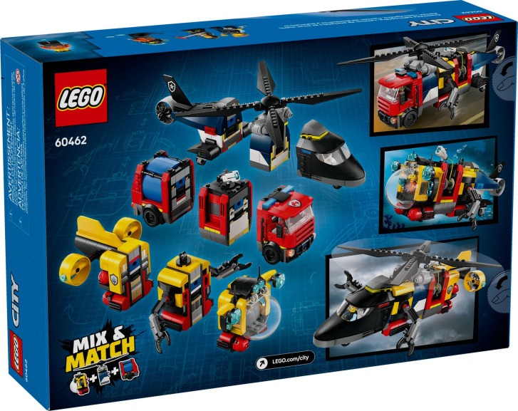 60462 Lego City – Remix: Helikoptéra, hasičský vůz a ponorka