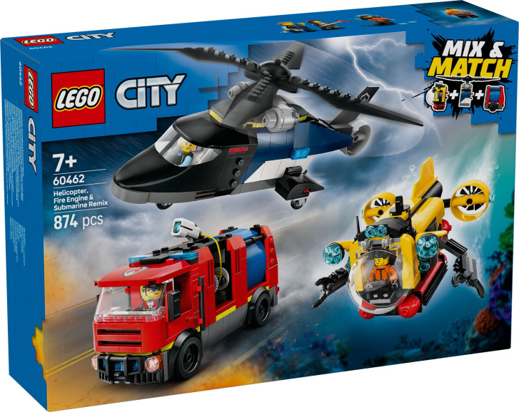 60462 Lego City – Remix: Helikoptéra, hasičský vůz a ponorka