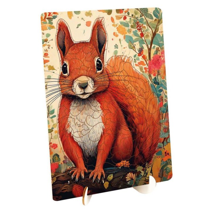 Drevené puzzle – Zvířata Veverka