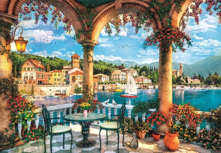 Puzzle 1000 - Výhled na jezero Como