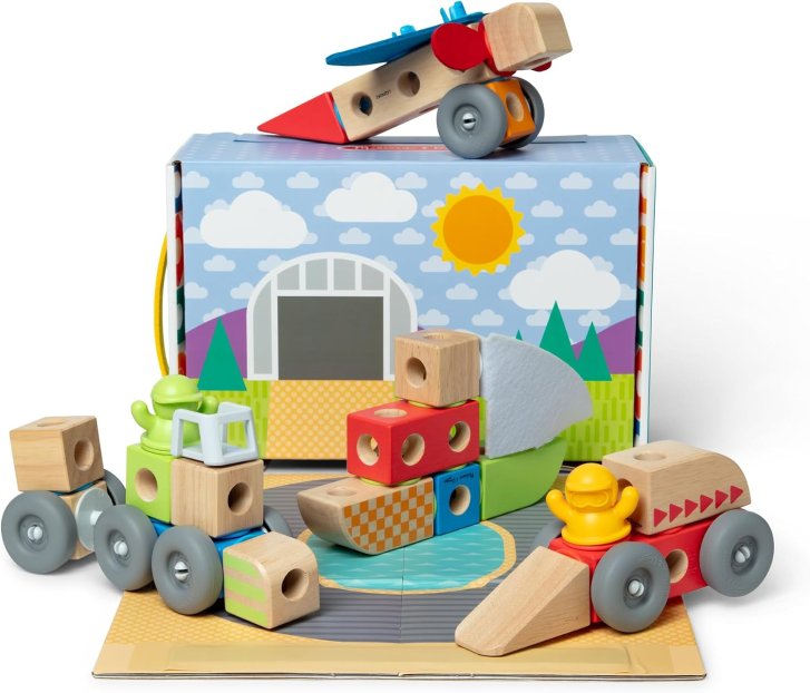 Melissa & Doug – Dřevěné kostky Vozidla