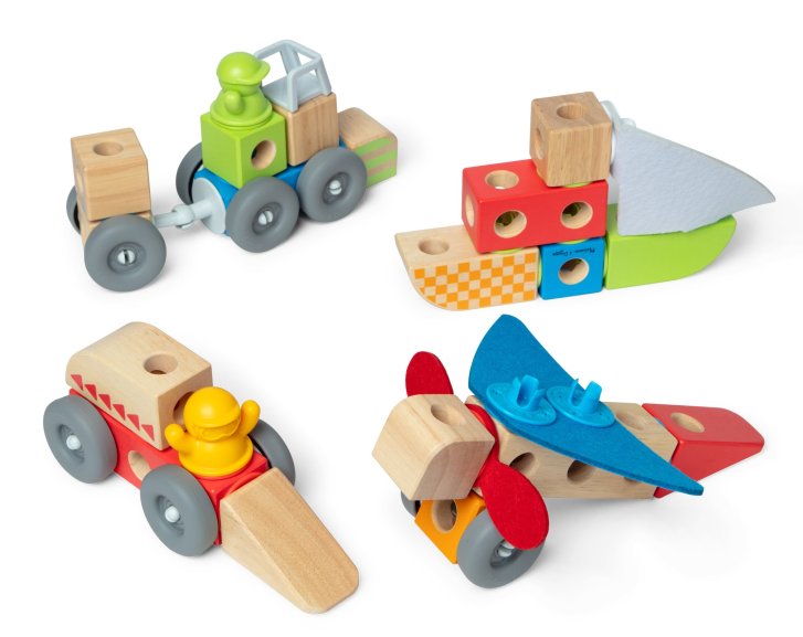 Melissa & Doug – Dřevěné kostky Vozidla