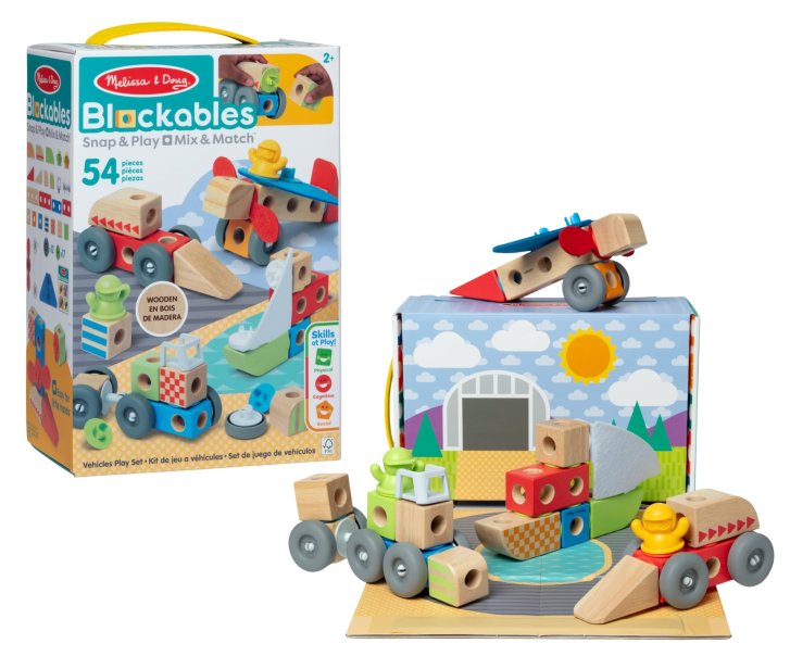 Melissa & Doug – Dřevěné kostky Vozidla